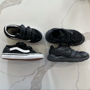 Black Velcro Vans & Black Slip On Nikes